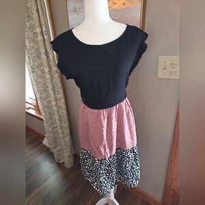 SHEIN Black and Pink Midi Dress